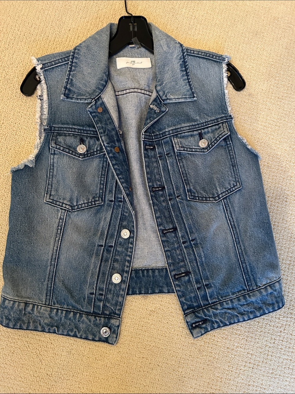 7 For All Mankind Vest Light Blue Denim Jacket - Small